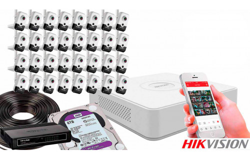 Комплект видеонаблюдения на 32 камеры для помещения со звуком 2mp IP